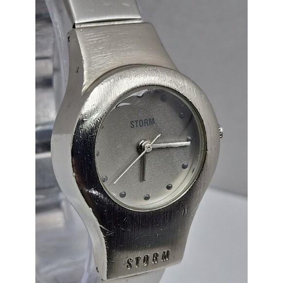 Vintage STORM Palladium Bubble Watch Silver Tone 90s Womens New Battery main image 10